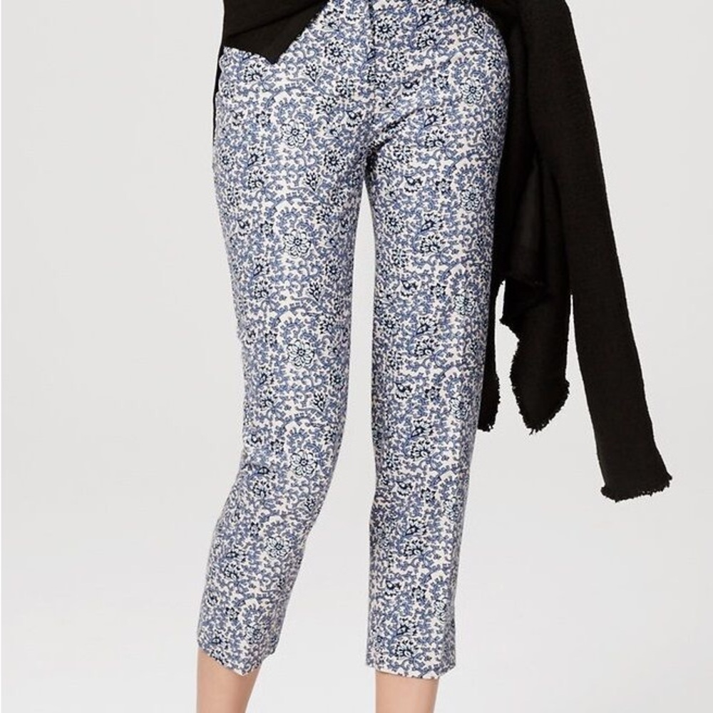 LOFT Floral Vine Marisa Cropped Patterned Pants